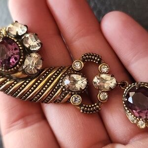 VTG Purple and Brass Brooch